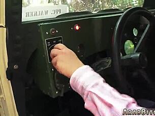 sexy brunette teen strips uniform for army threesome outdoor hardcore fun?