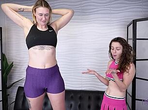 Blondi And Luna Train Basketball Foot Slave!