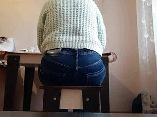 Secretary Fingers Wet Pussy at Office Desk for Orgasm Relief