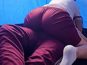 hot students sneak tent fuck on field trip? real homemade hidden action!