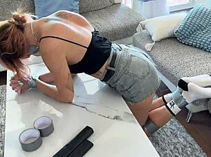 Bound Blonde Teased Wild On Kitchen Countertop!