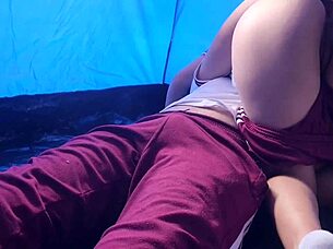 hot students sneak tent fuck on field trip? real homemade hidden action!
