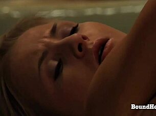 bound lesbian slaves chained dominated whipped in garage 😈🔗