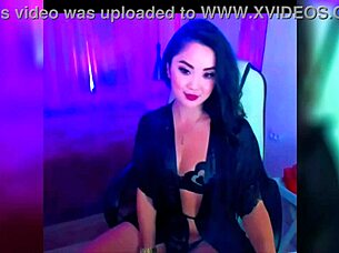 Sassy curvy Asian goddess strips teases big ass boobs