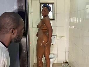 Chubby Neighbor Screams In Crazy Bathroom Doggystyle Pounding