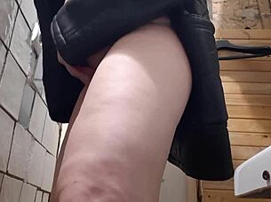 Hidden Cam Busty Milf Fingers Pussy on Toilet? Lesbian Orgasm Tease Exposed!