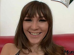 Brunette Amateur Takes Cumshot Blast on Big Tits