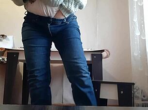 Secretary Fingers Wet Pussy at Office Desk for Orgasm Relief