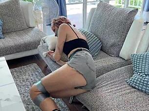 Bound Blonde Teased Wild On Kitchen Countertop!