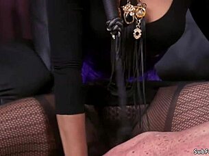 Redhead Ebony Roughly Pegs Tattooed Bound Guy!