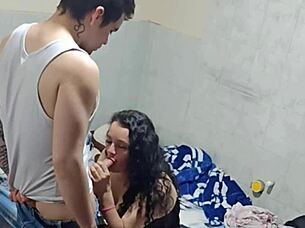 friend's mom sloppy blowjob post party cum in mouth