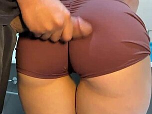 after gym my stepsister's perfect juicy ass got my huge cumshot in bathroom pt 2