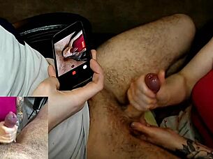 i'm filming my slut playing with my huge cock and balls