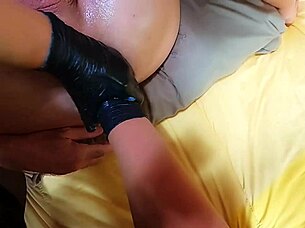 threesome POV FEMDOM with DEEP ANAL FISTING and blowjob action