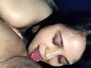 who knows this petite colombian whore's deep rimjob on huge cock technique
