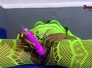 Vera Oiled Ebony Squirts on Toy and Monster Cock Creampie