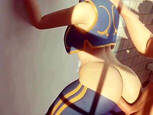 Chun Li Sneaks Rough Bathroom Anal Squirting Fuck