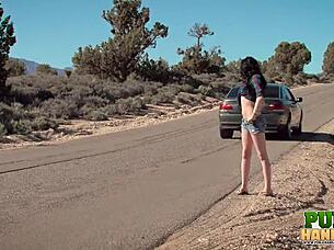 ashton haze horny public desert handjob cumshot on pierced tits
