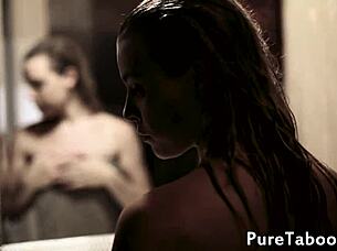 mama rides cowgirl on forbidden cock in shower