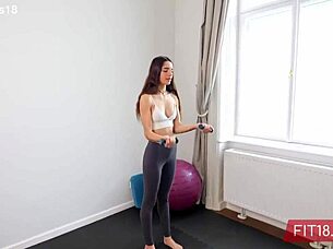 french gym student lets me creampie her tight athletic ass pov