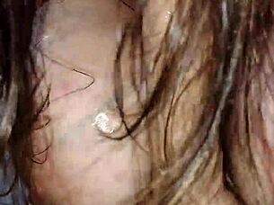 damn this cuarentona milf shakes huge tits sucks big dildo hard