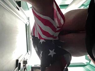 crowded carnival toilet hosts sweaty wet sex adventure twice