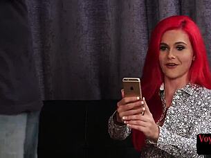 redhead milf teases clothed male with sexy cfnm body