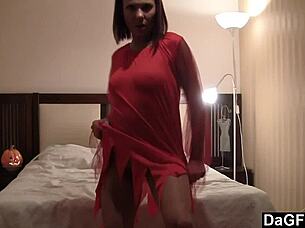 Hey, sexiest demon girl teases her tits on cam