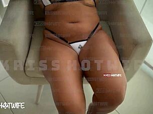 married slut flashes big pussy in naughty bikini on balcony