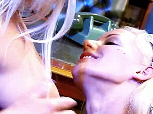 two blonde maids with saggy tits lick and finger in office uhmm