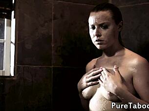 mama rides cowgirl on forbidden cock in shower