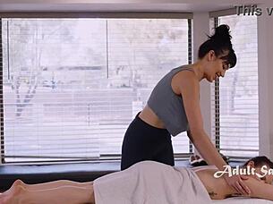 from massage to wet pussy licking with alison and puck