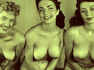 Vintage group scene fills three hairy holes double