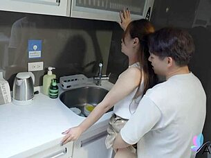 Sakura's wet lips suck cock before riding hard