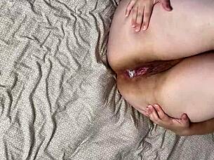 Pov bareback creampie in chubby milf pussy