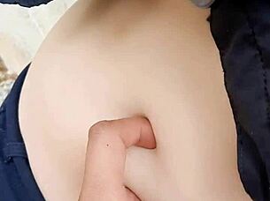cutie fingers sexy latina belly button fetish park play! 😏