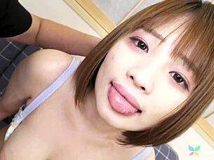 Yuika Takigawa bares trimmed pussy on bed