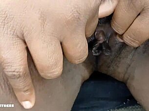 ebony bbw milf masturbates hairy pussy to loud orgasm