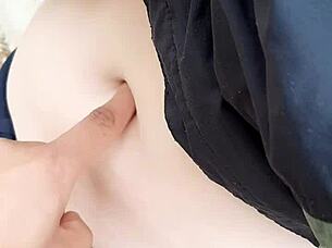 cutie fingers sexy latina belly button fetish park play! 😏