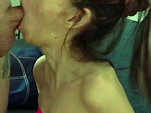 candie cross kneels ponytail yanked hard facefuck slapped rough