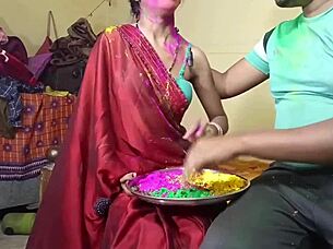 indian holi festival first time romp with neighbor wife outdoors