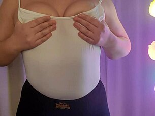 Curvy Milf Spits on Natural Tits in Homemade Fetish