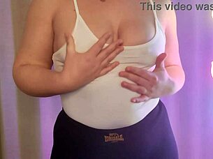 Curvy Milf Spits on Natural Tits in Homemade Fetish