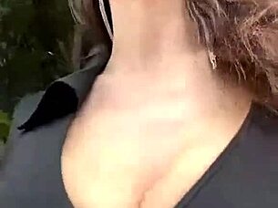 Big boobed milf struts publicly craving outdoor cock ride! 🔥