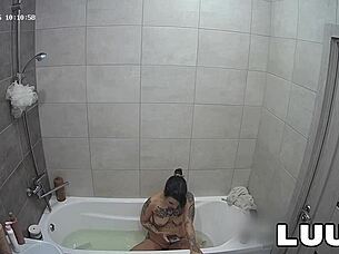 luuv tats emily's amateur bathroom flash on private call