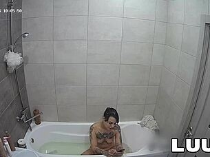 luuv tats emily's amateur bathroom flash on private call