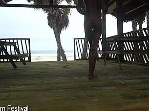 stretching skinny african pussy with thick cock in outdoor adventure