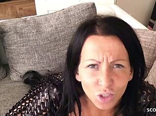 German MILF screams for hardcore cum facial explosion