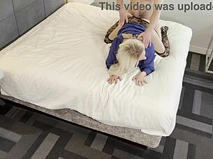 Blonde crossdresser takes monster cock doggystyle anal humiliation