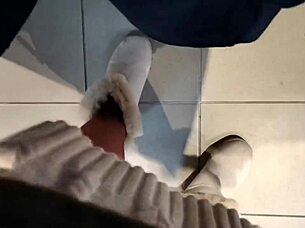 Italian woman flashes ass and bushy pussy in store changing room